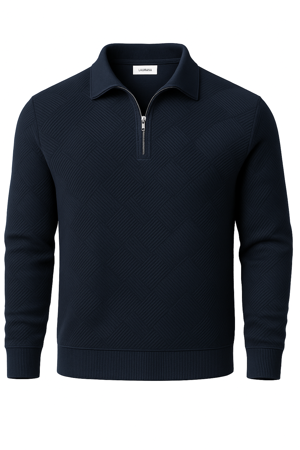 Men’s Merino Wool Quarter Zip Sweater – Geometric Pattern – Warm & Breathable Knit