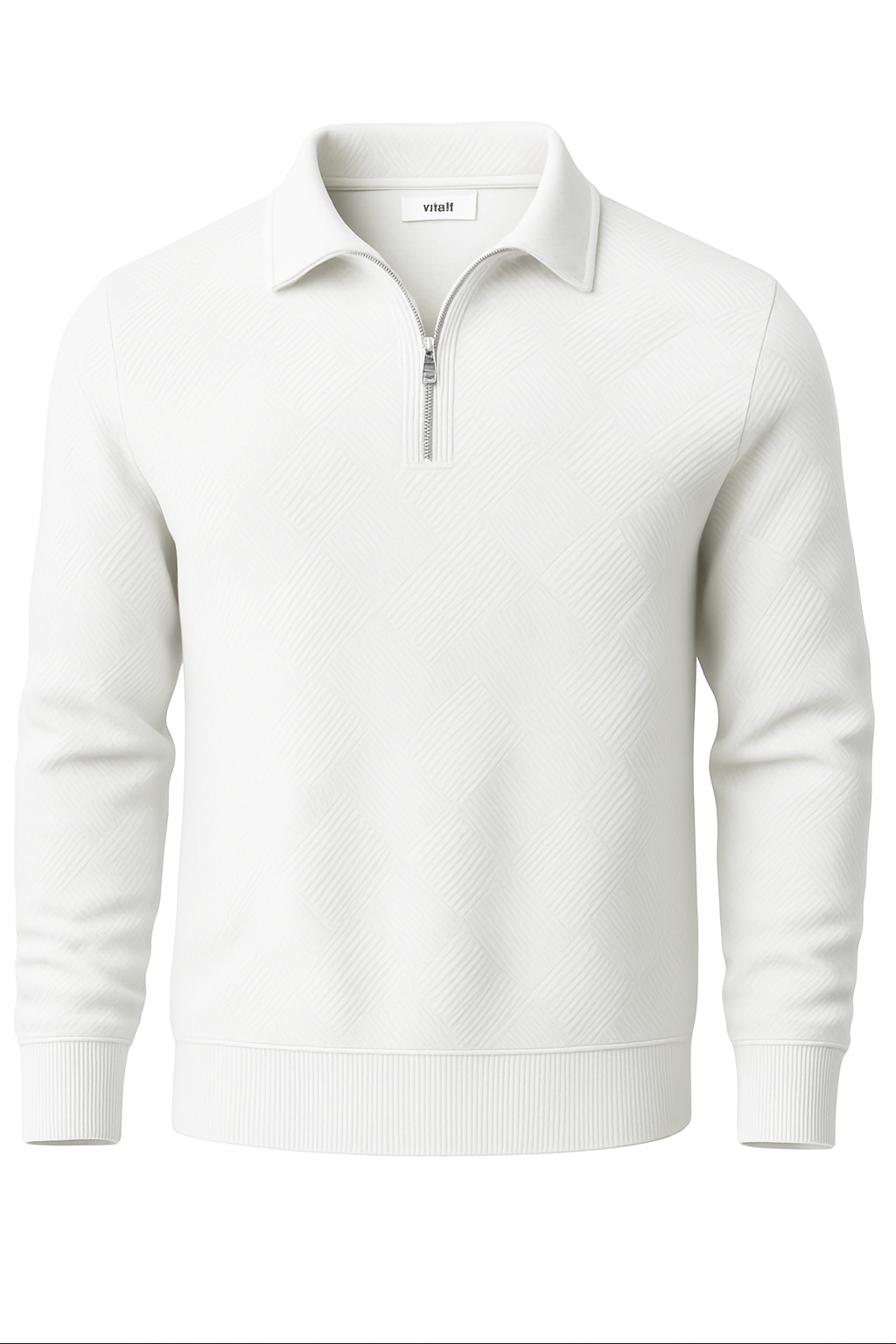 Men’s Merino Wool Quarter Zip Sweater – Geometric Pattern – Warm & Breathable Knit