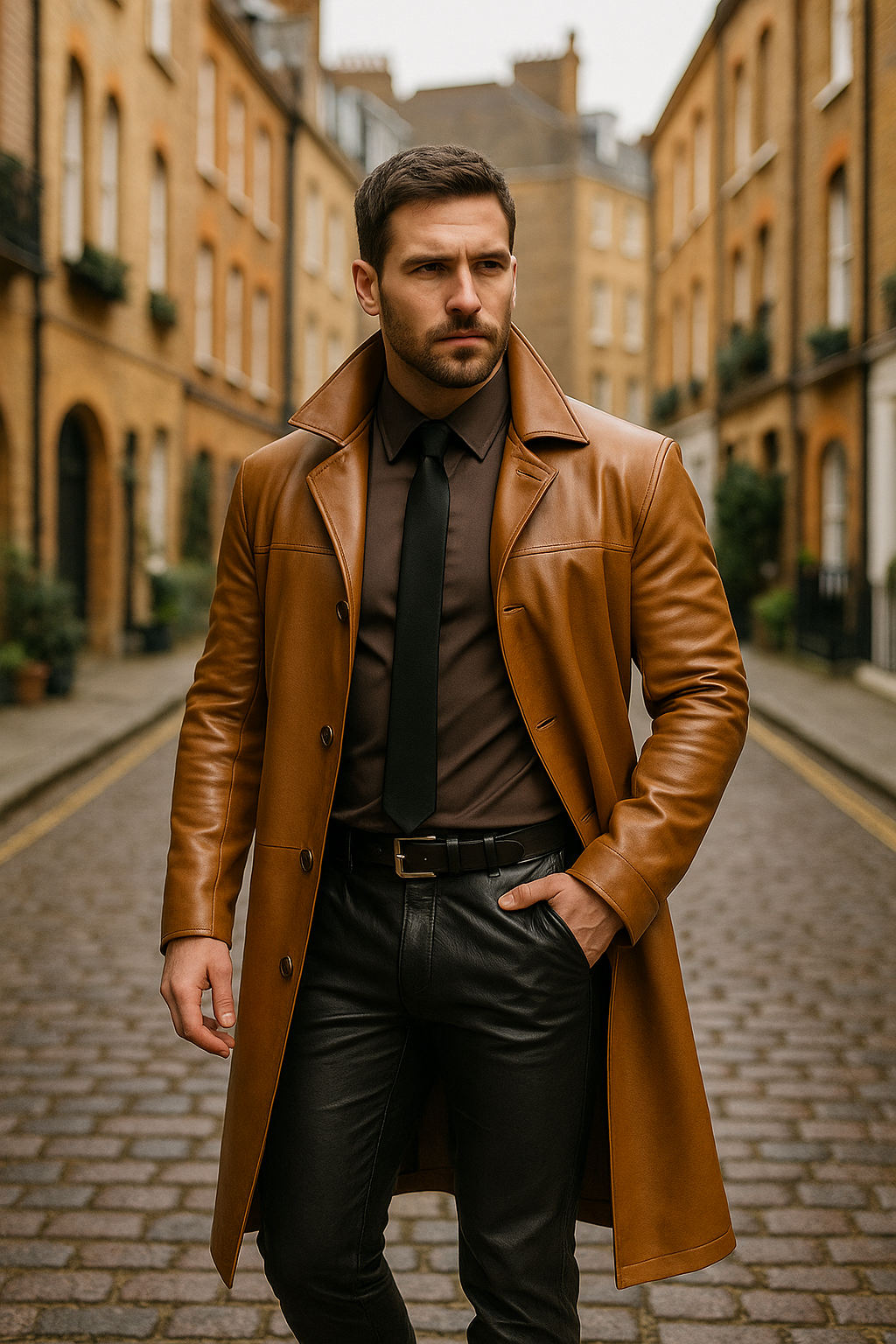 Men’s Long Coat – Full-Length Overcoat – Elegant Warm Winter Outerwear