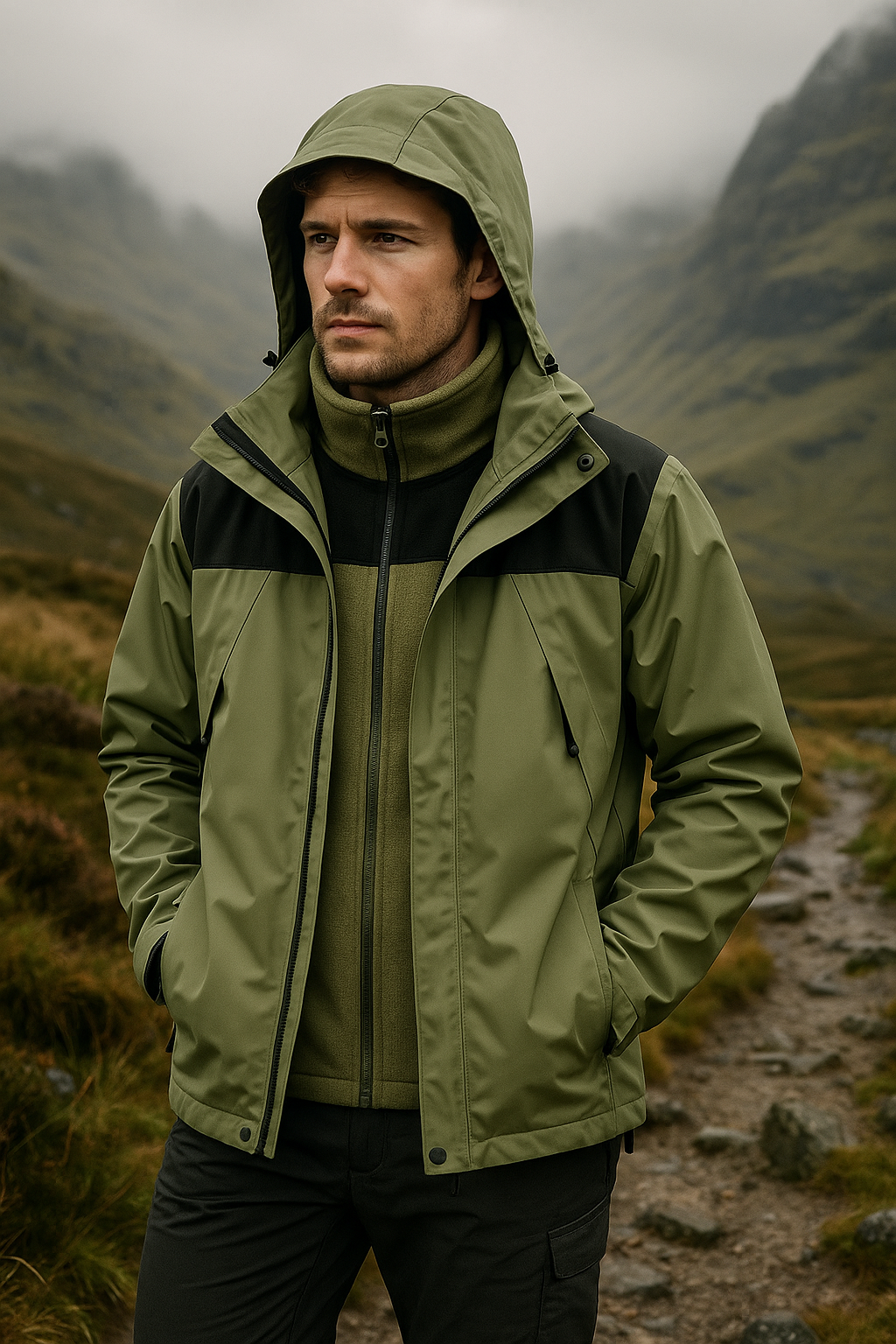 Men’s 3-in-1 Winter Jacket – Waterproof Hooded Coat – Warm & Versatile Outerwear