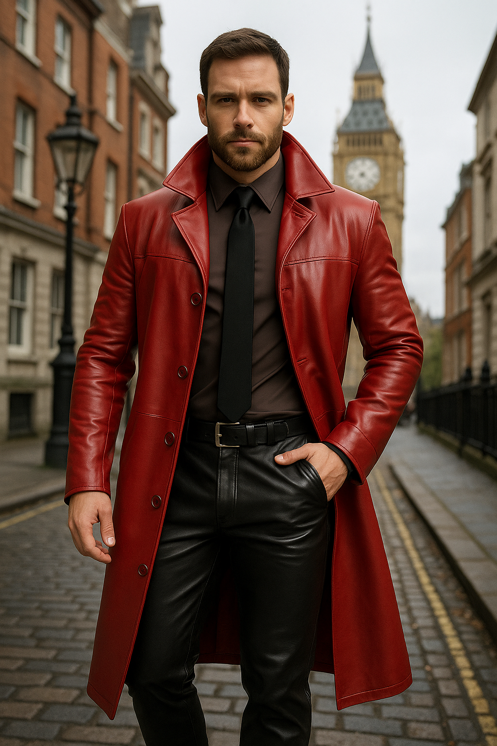 Men’s Long Coat – Full-Length Overcoat – Elegant Warm Winter Outerwear