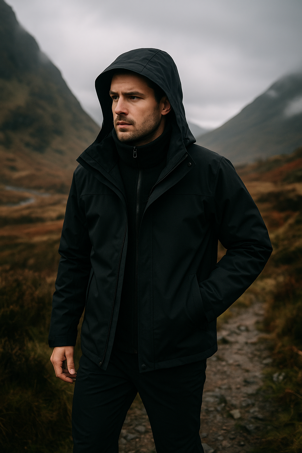 Men’s 3-in-1 Winter Jacket – Waterproof Hooded Coat – Warm & Versatile Outerwear