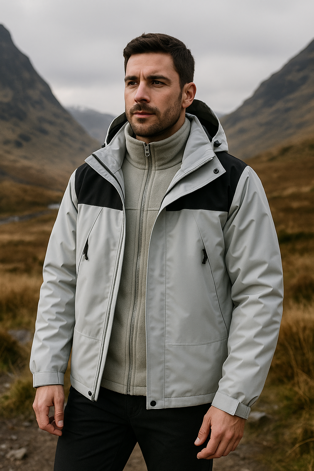 Men’s 3-in-1 Winter Jacket – Waterproof Hooded Coat – Warm & Versatile Outerwear