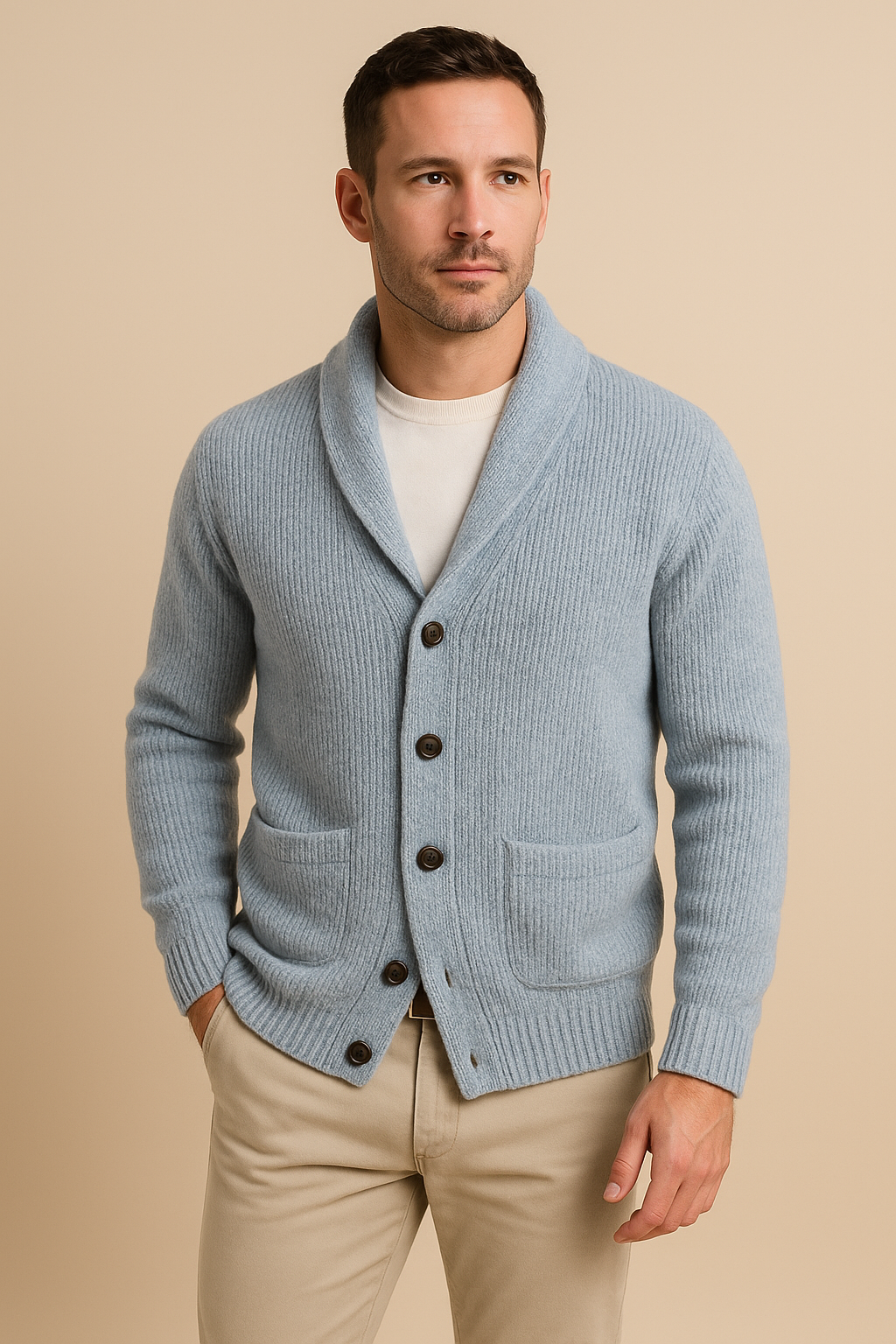Men’s V-Neck Cardigan – Vintage Knit – Classic Smart Casual