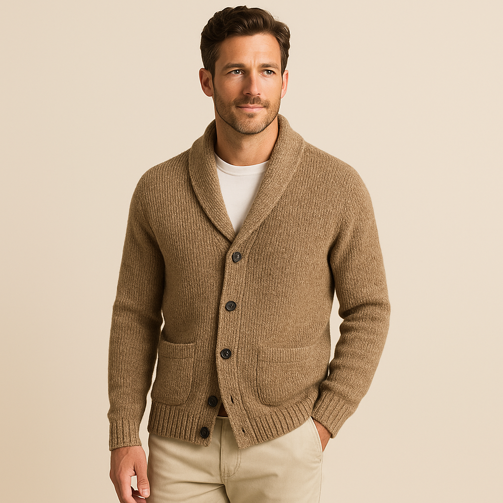 Men’s V-Neck Cardigan – Vintage Knit – Classic Smart Casual