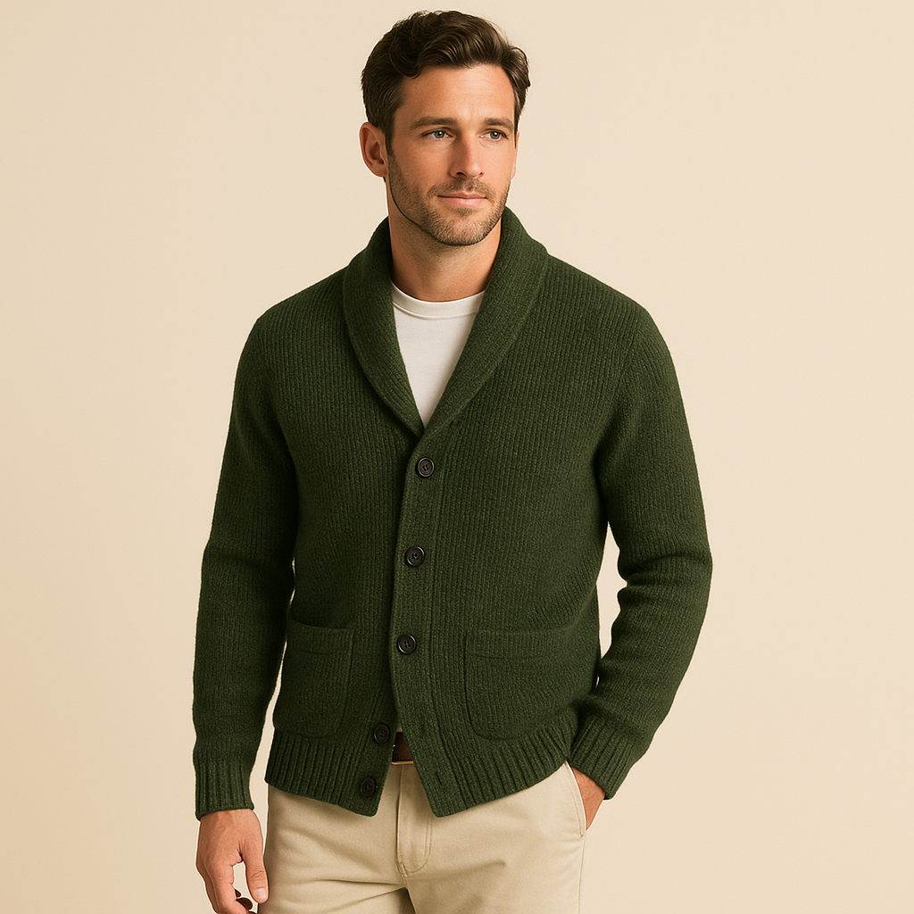 Men’s V-Neck Cardigan – Vintage Knit – Classic Smart Casual