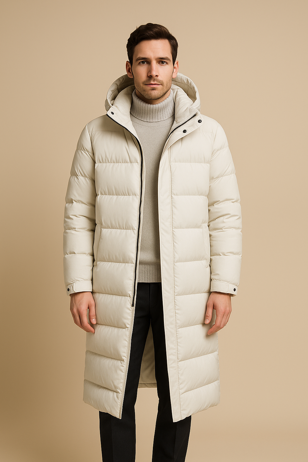 Men’s Long Puffer Parka – Hooded Maxi-Length Winter Coat