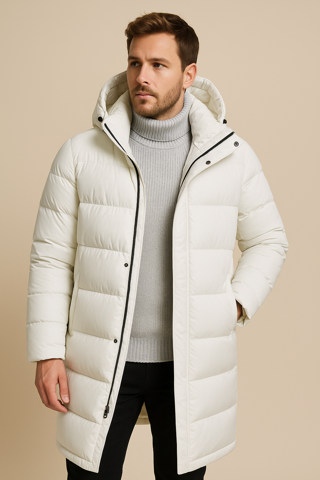 Men’s Long Puffer Parka – Hooded Maxi-Length Winter Coat
