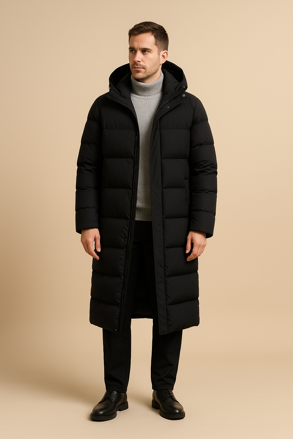 Men’s Long Puffer Parka – Hooded Maxi-Length Winter Coat