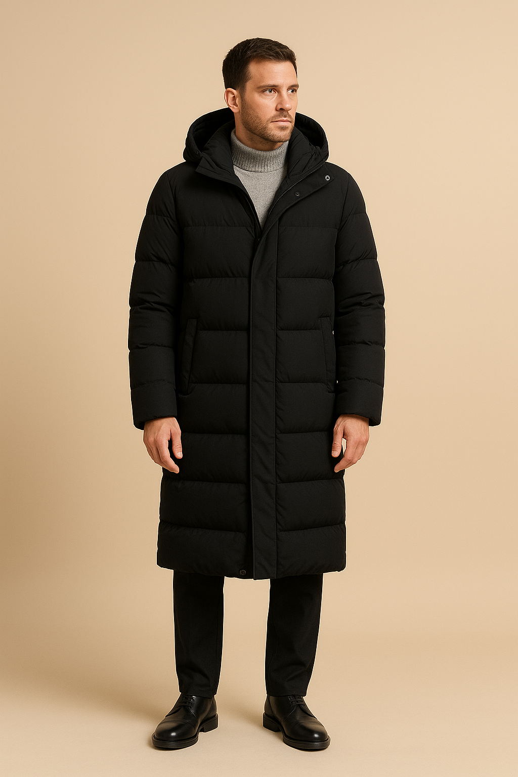 Men’s Long Puffer Parka – Hooded Maxi-Length Winter Coat