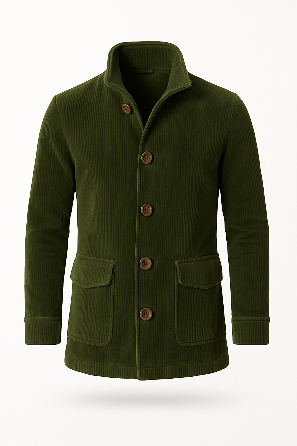 Men’s Tailored Corduroy Jacket – High Collar, Ribbed Texture