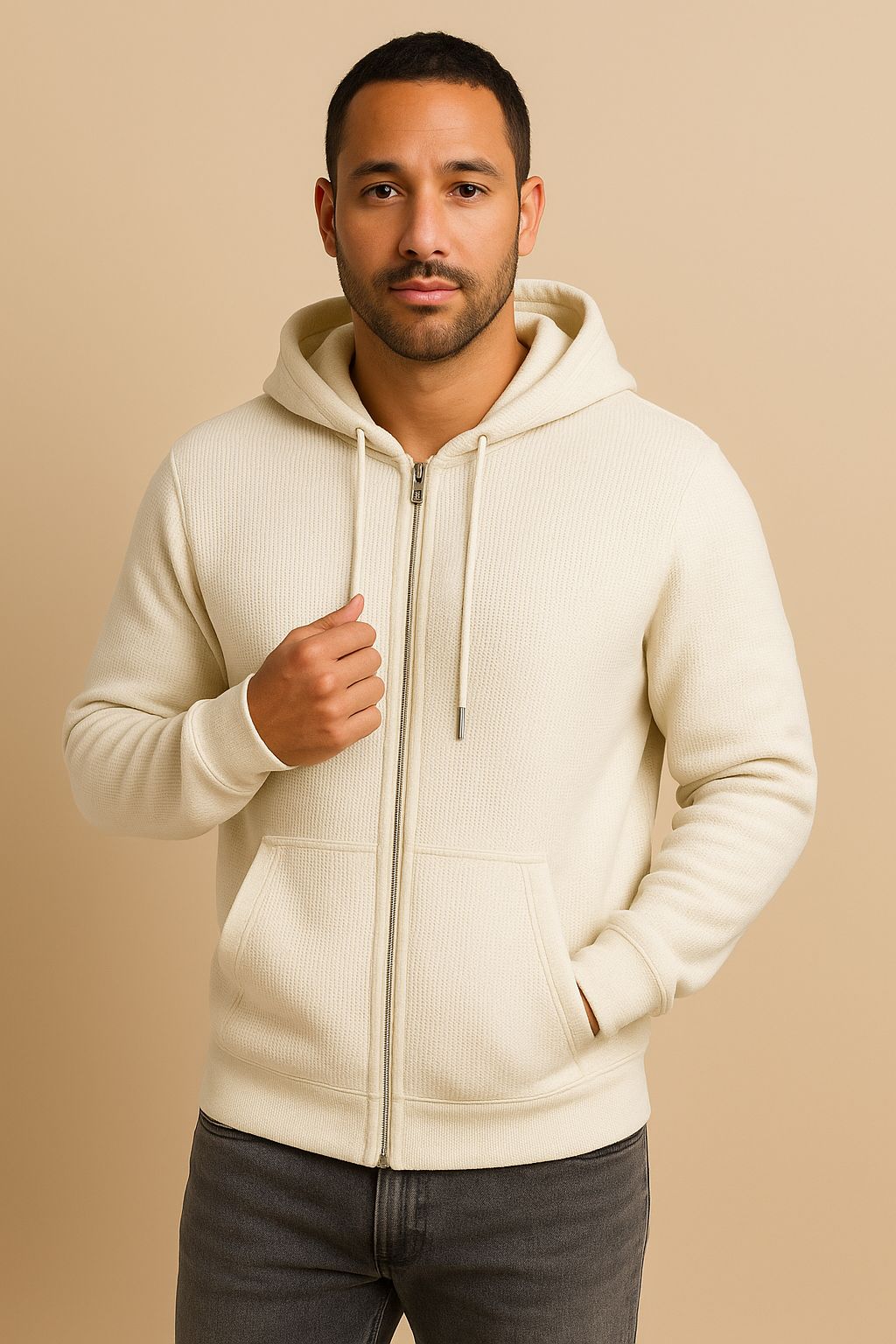Men’s Zip Hoodie – Cotton Blend, Regular Fit, Hooded Jacket