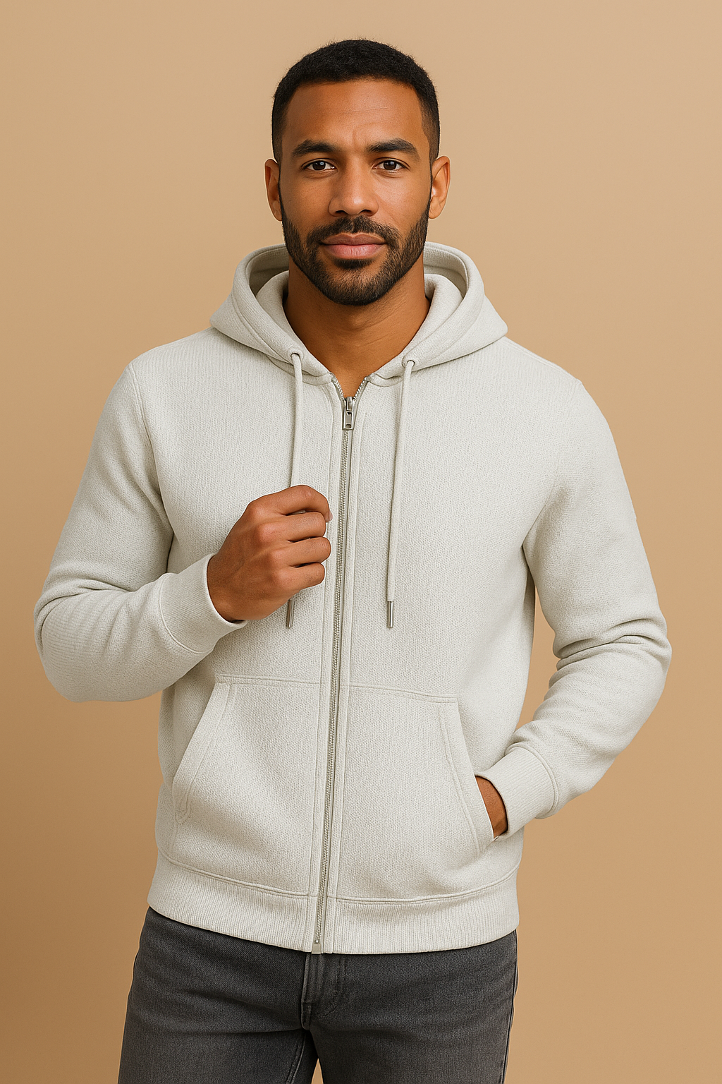 Men’s Zip Hoodie – Cotton Blend, Regular Fit, Hooded Jacket