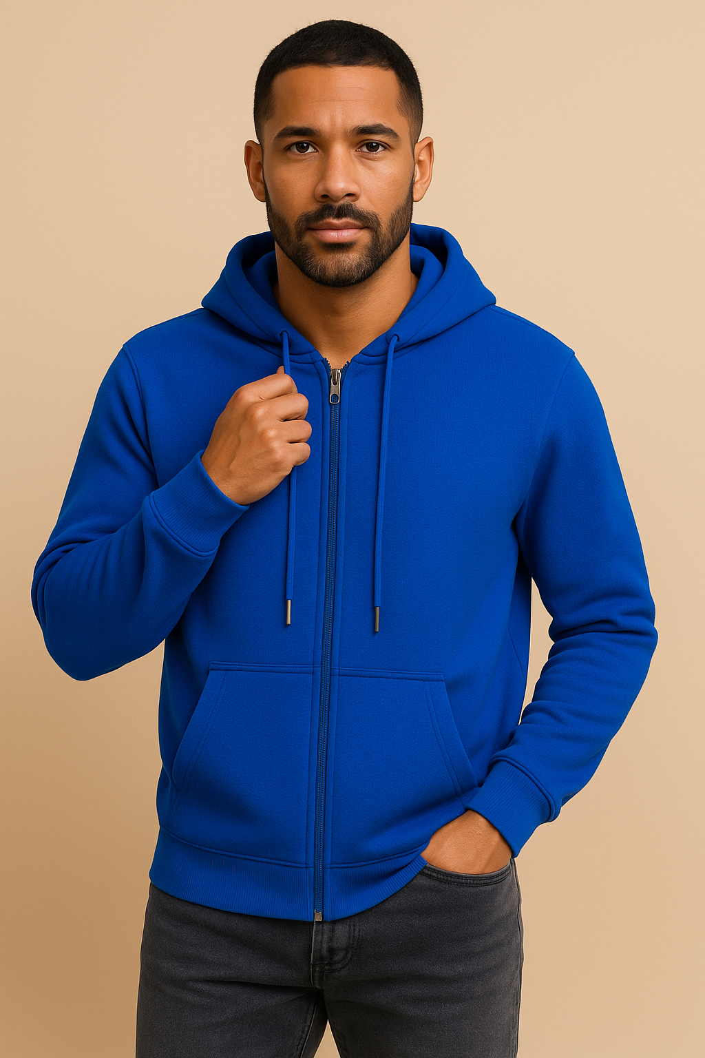 Men’s Zip Hoodie – Cotton Blend, Regular Fit, Hooded Jacket
