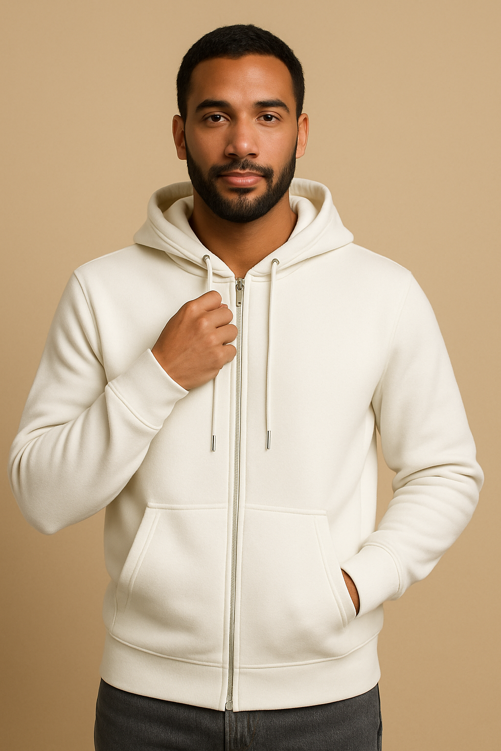 Men’s Zip Hoodie – Cotton Blend, Regular Fit, Hooded Jacket