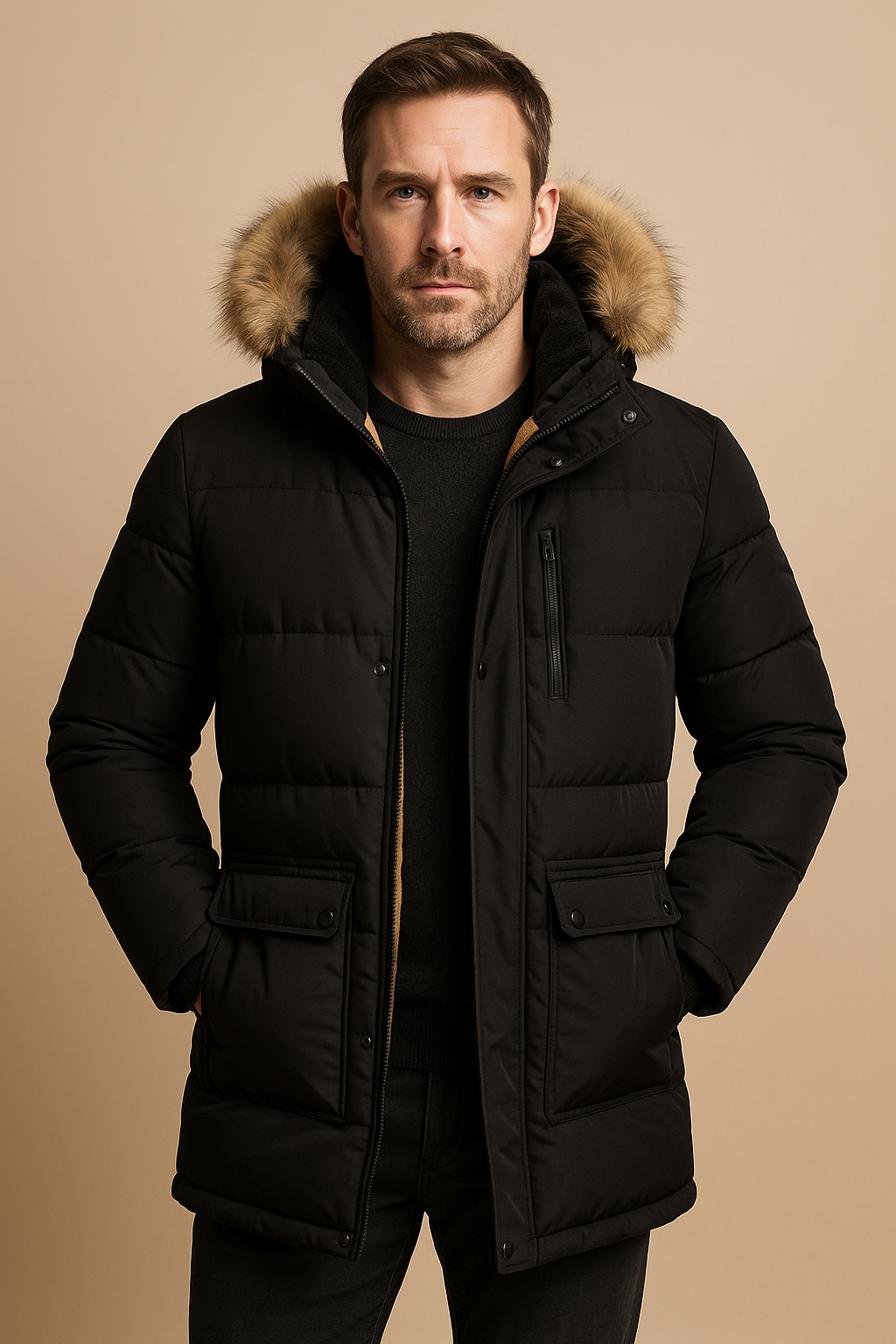 Men’s Winter Parka with Hood – Waterproof, Warm & Insulated Outerwear.