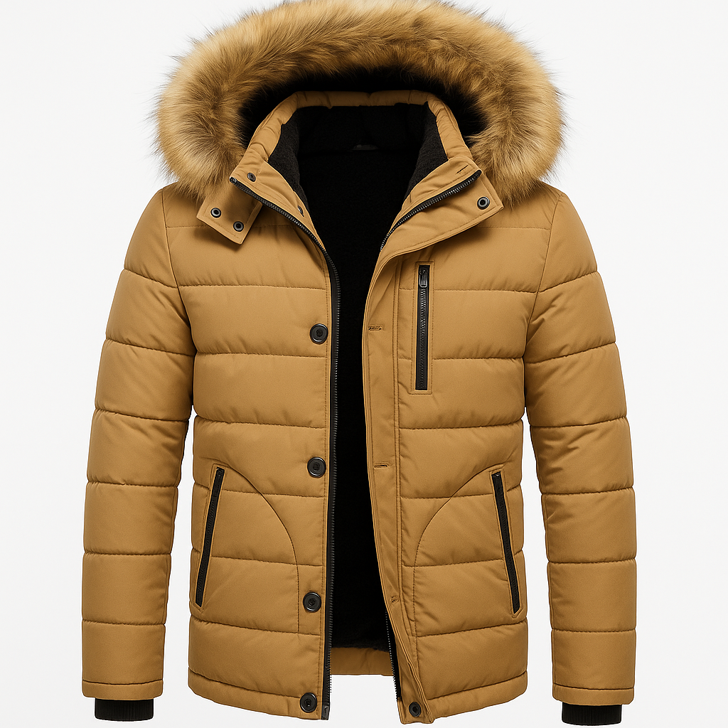 Men’s Quilted Winter Coat with Fur Trim – Warm, Stylish & Durable