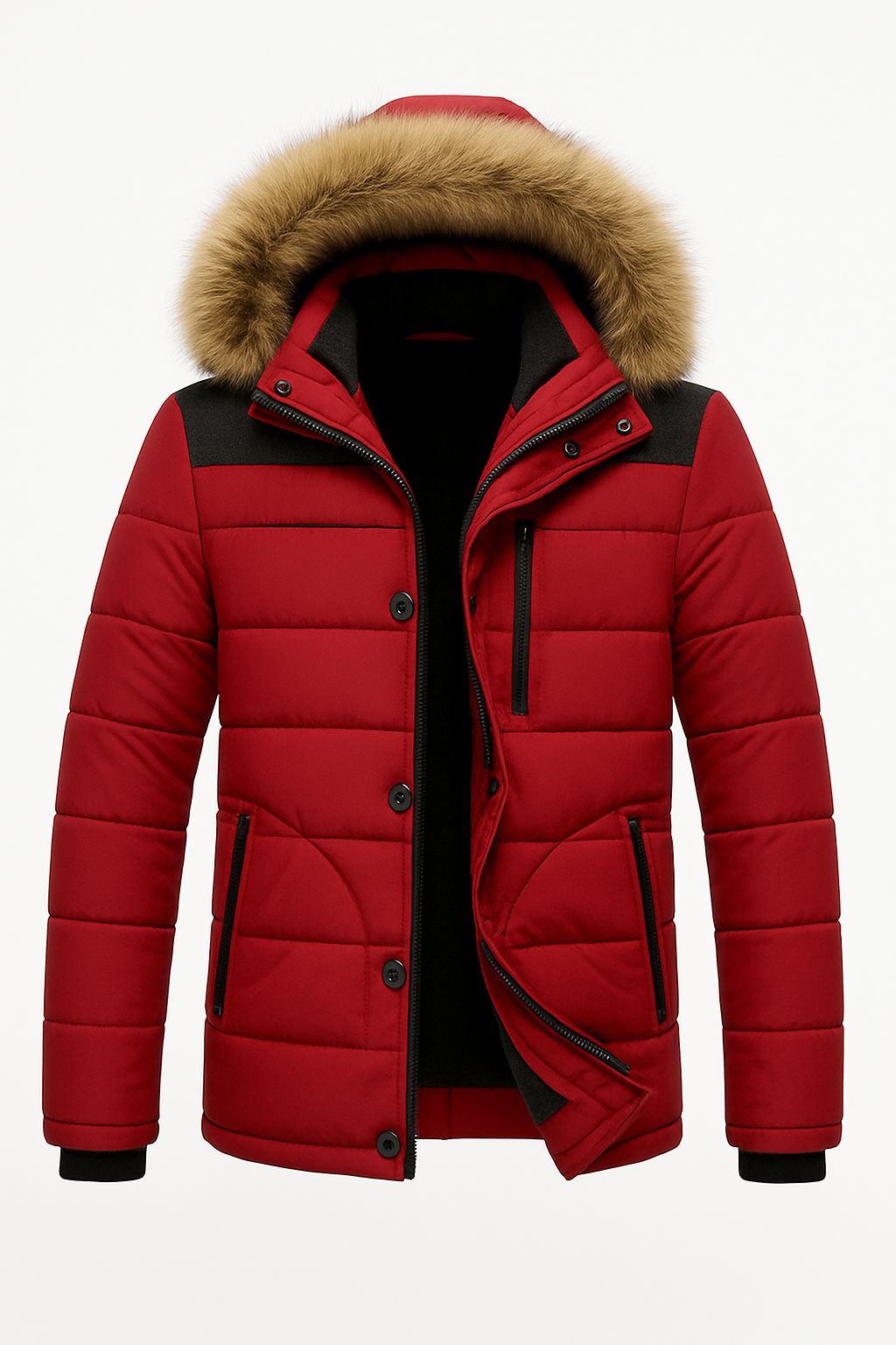 Men’s Quilted Winter Coat with Fur Trim – Warm, Stylish & Durable