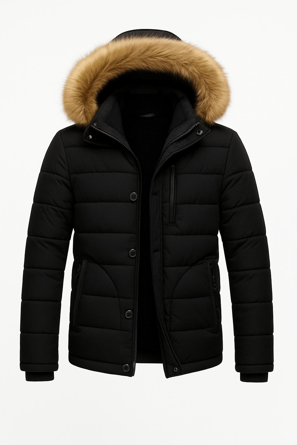 Men’s Quilted Winter Coat with Fur Trim – Warm, Stylish & Durable