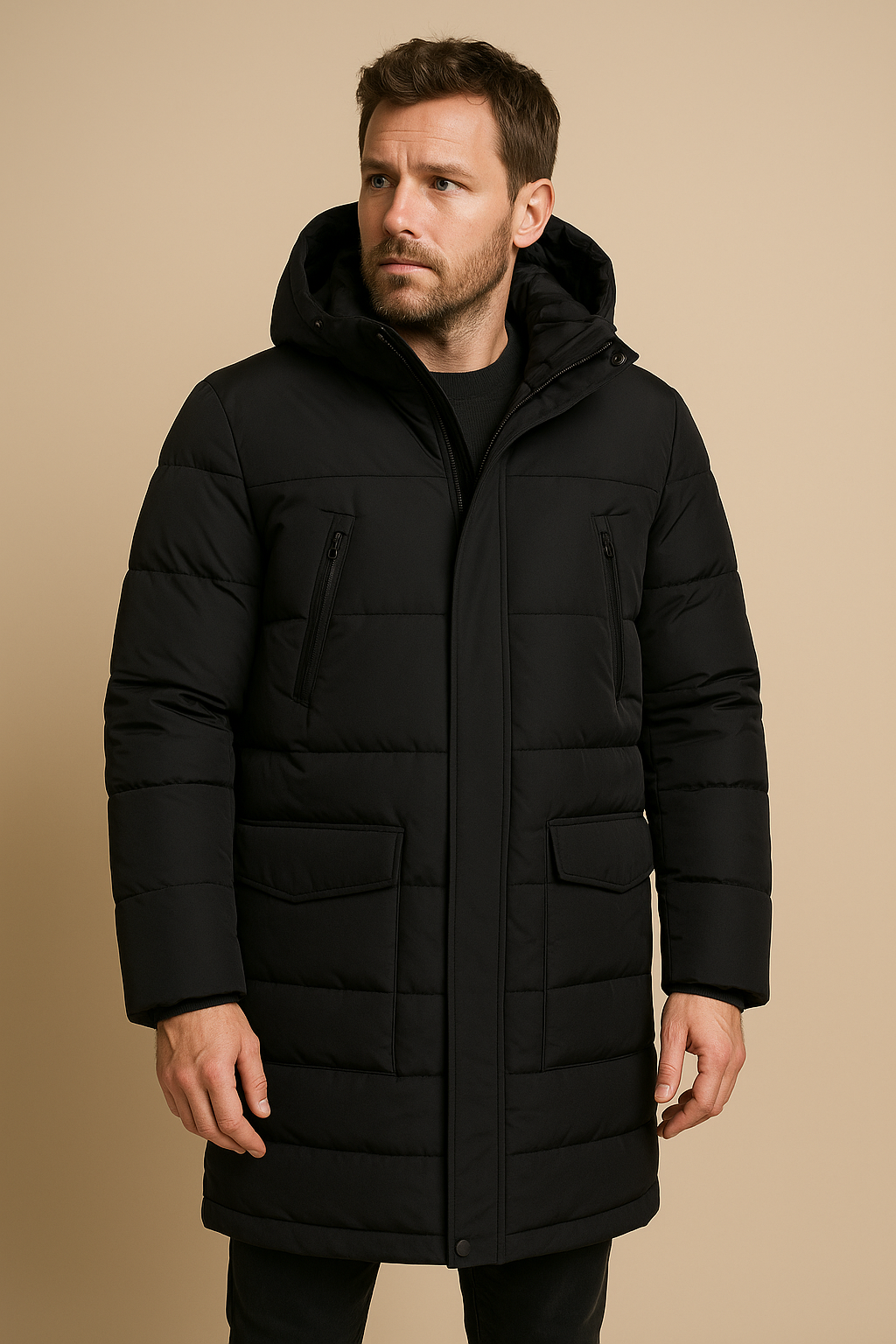 Men’s Quilted Parka Coat – Insulated, Plush Fleece Lining & Relaxed Fit