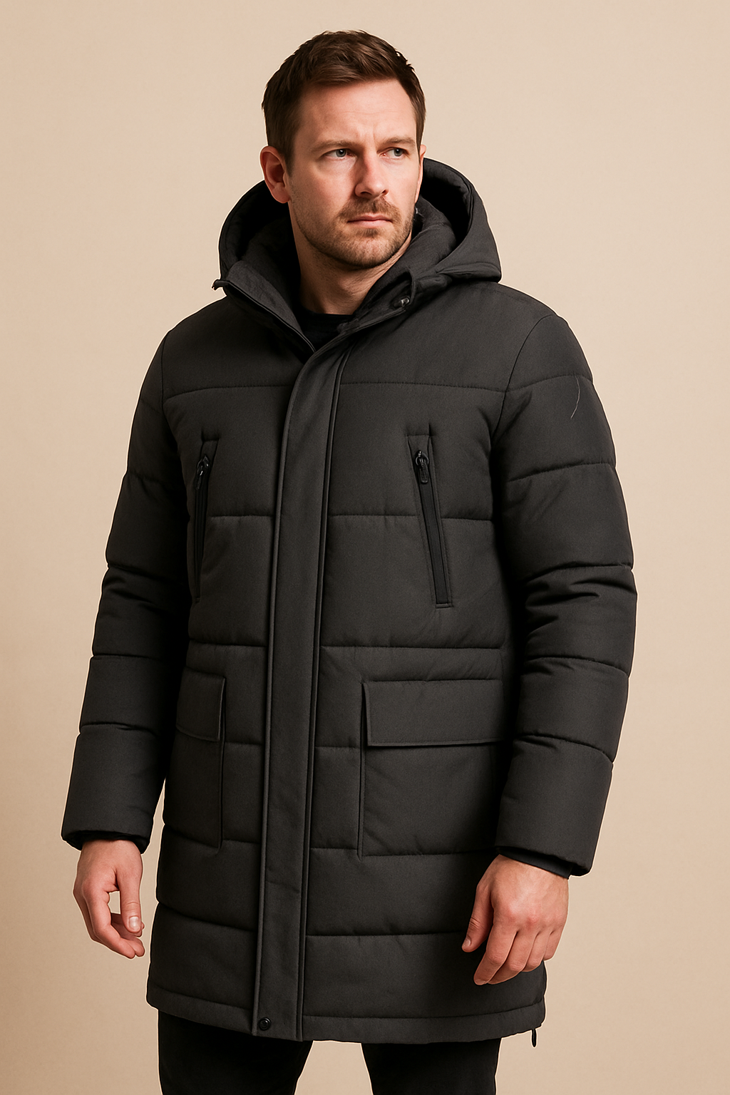 Men’s Quilted Parka Coat – Insulated, Plush Fleece Lining & Relaxed Fit