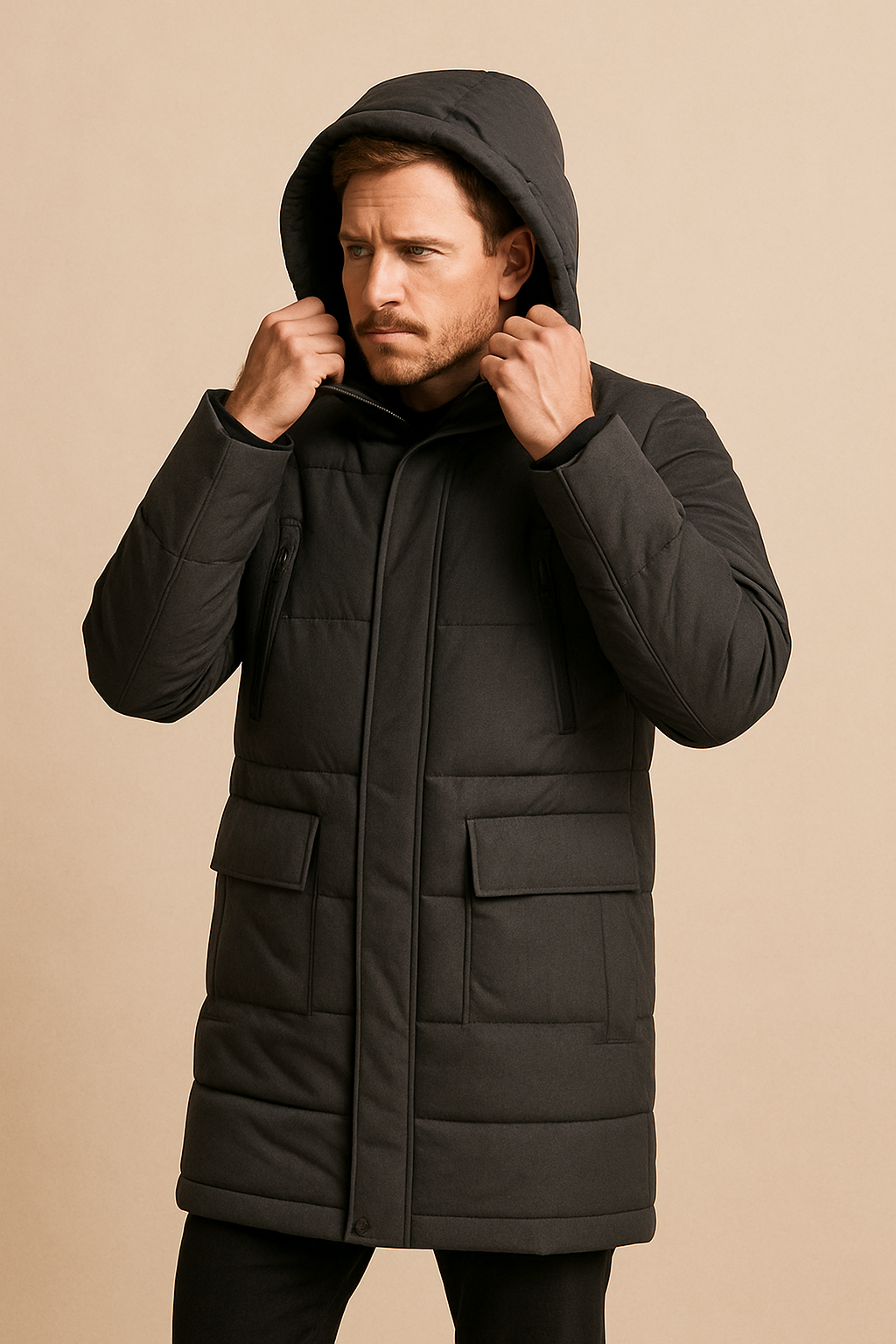 Men’s Quilted Parka Coat – Insulated, Plush Fleece Lining & Relaxed Fit