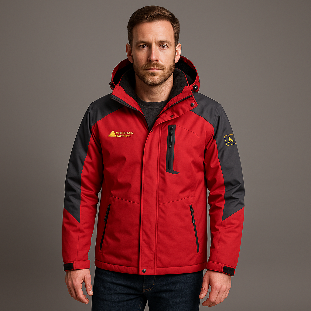 Men’s Parka Jacket – Windproof, Fur-Lined Hood & Zipped Pockets