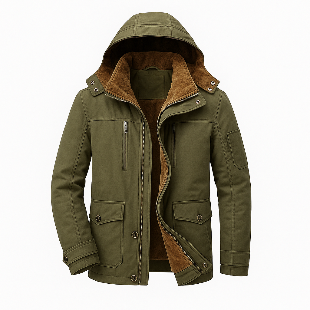 Men’s Winter Parka Coat – Water-Resistant, Faux Fur Lined & Adjustable Hood
