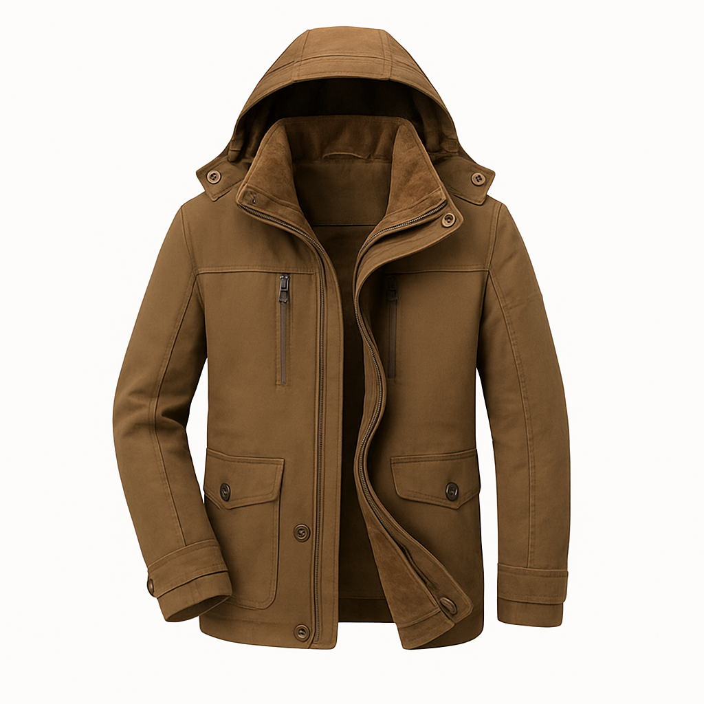 Men’s Winter Parka Coat – Water-Resistant, Faux Fur Lined & Adjustable Hood