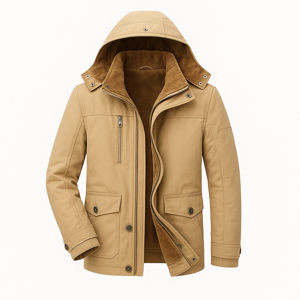 Men’s Winter Parka Coat – Water-Resistant, Faux Fur Lined & Adjustable Hood