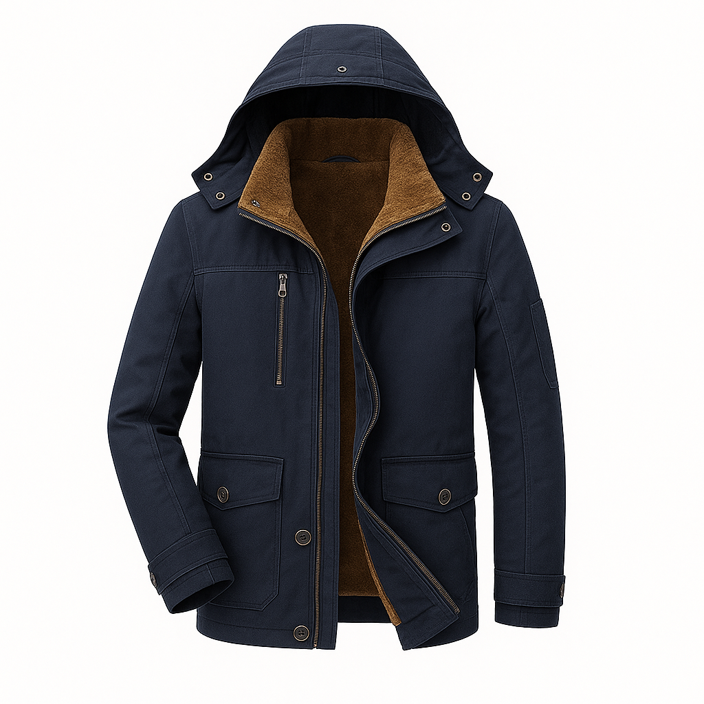 Men’s Winter Parka Coat – Water-Resistant, Faux Fur Lined & Adjustable Hood