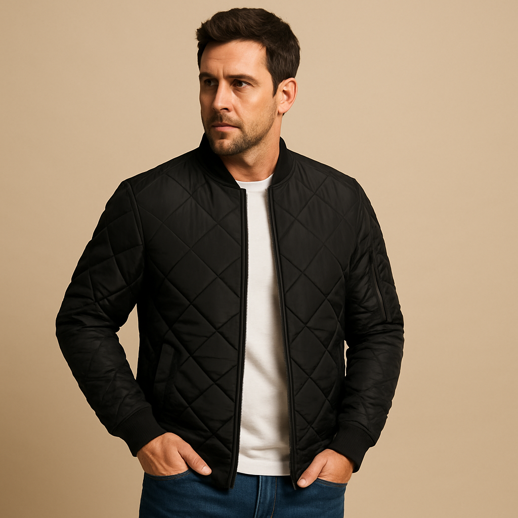 Men’s Diamond Quilted Puffer Jacket – Lightweight Padded Winter Coat