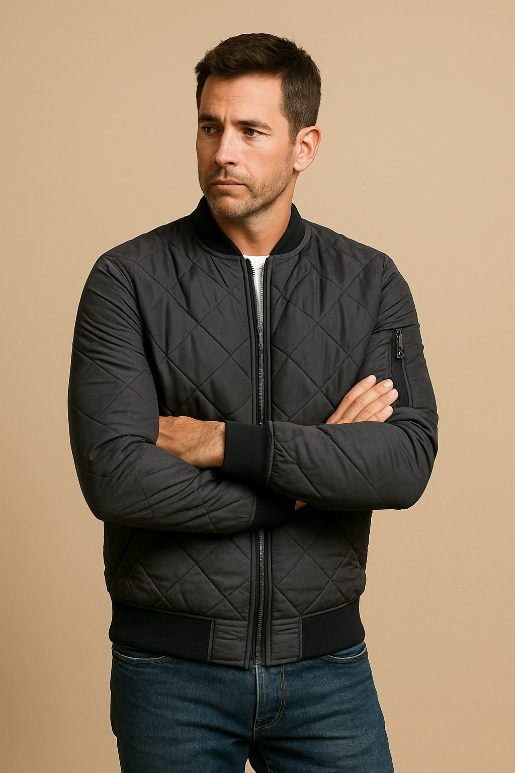 Men’s Diamond Quilted Puffer Jacket – Lightweight Padded Winter Coat