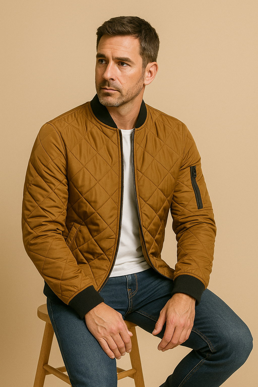 Men’s Diamond Quilted Puffer Jacket – Lightweight Padded Winter Coat