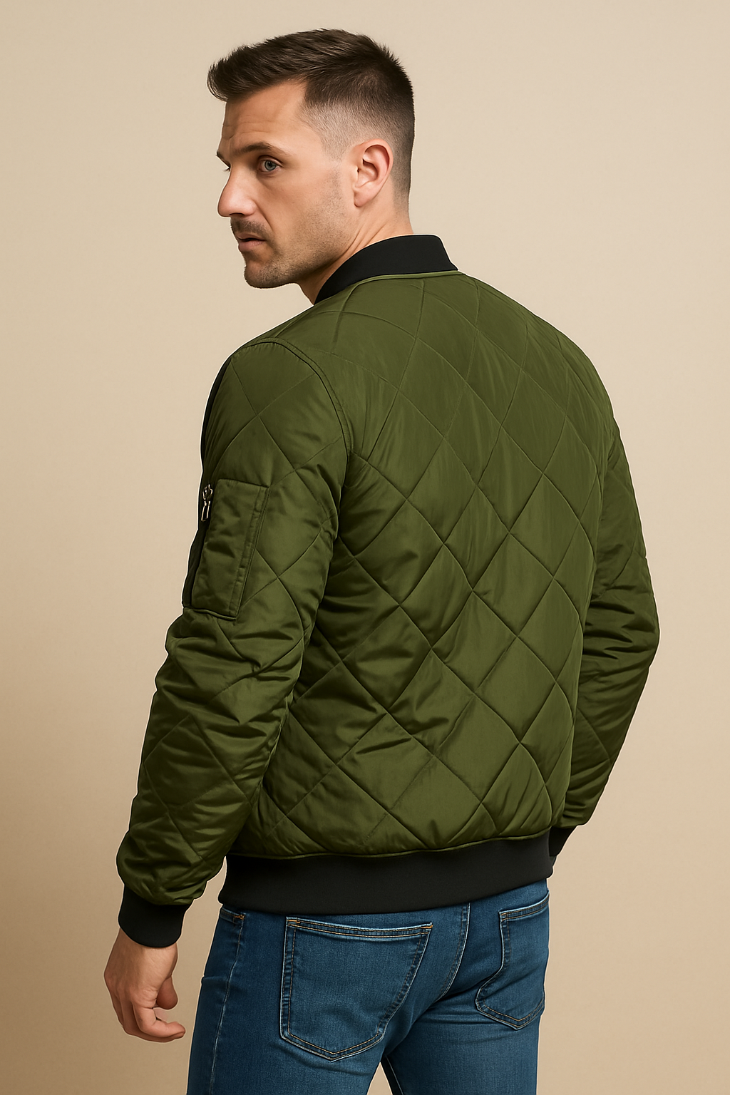 Men’s Diamond Quilted Puffer Jacket – Lightweight Padded Winter Coat