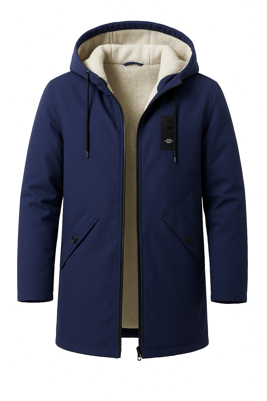 Men’s Mid-Length Hooded Jacket, Fleece Lined & Casual Winter Coat