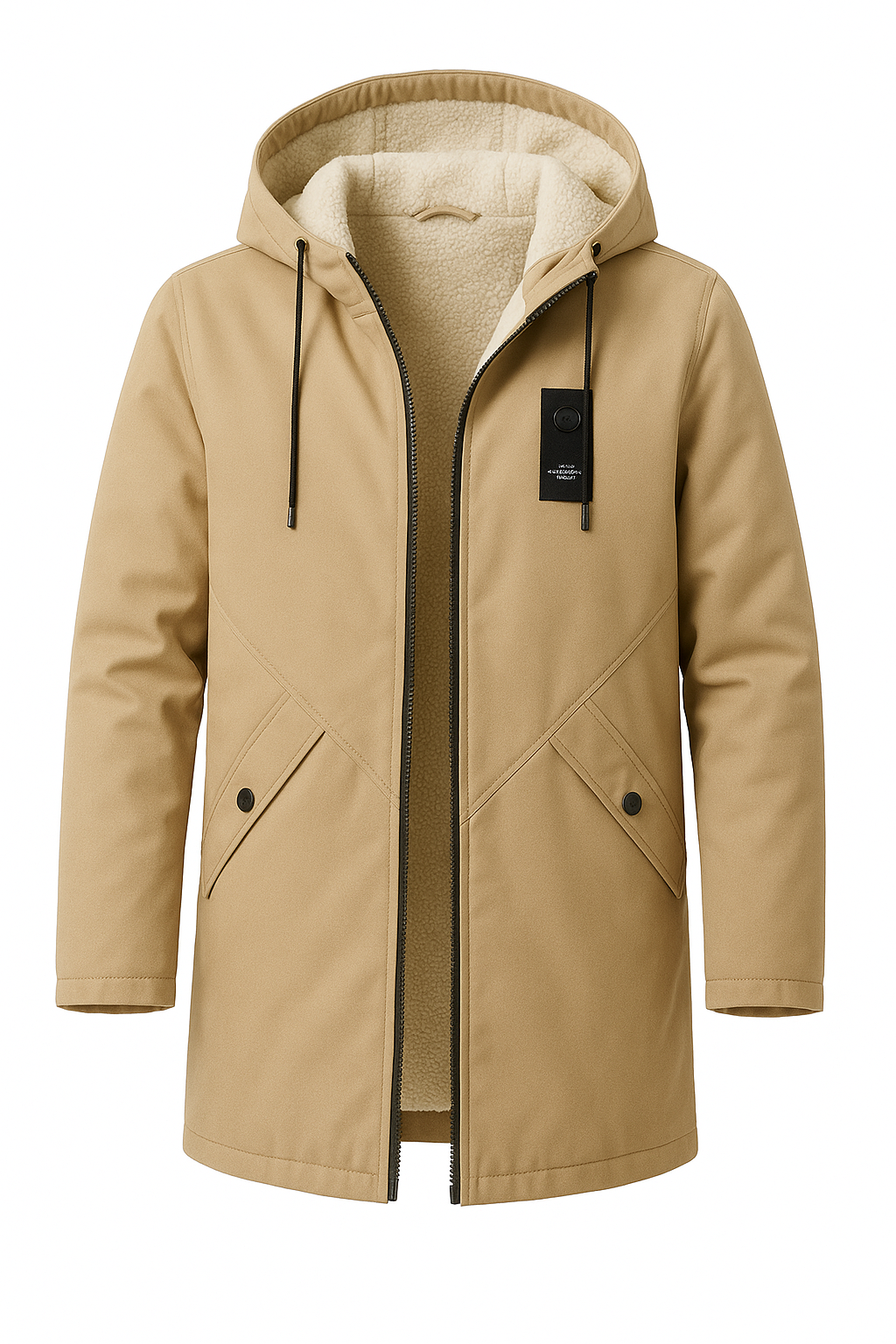 Men’s Mid-Length Hooded Jacket, Fleece Lined & Casual Winter Coat