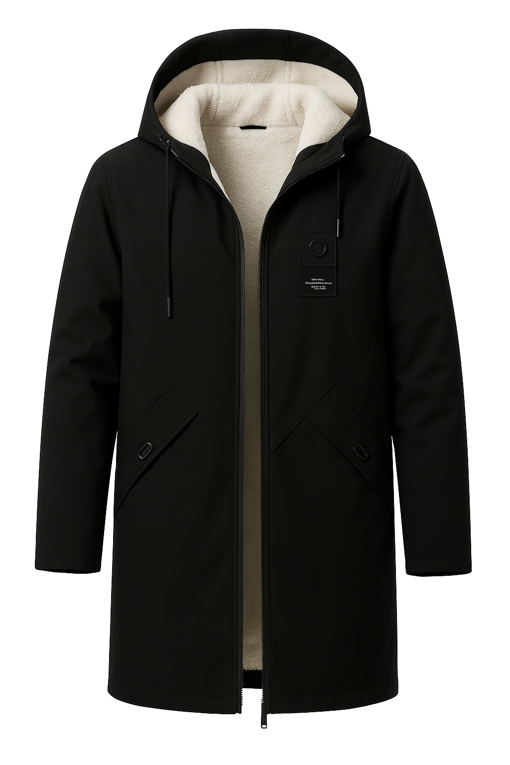 Men’s Mid-Length Hooded Jacket, Fleece Lined & Casual Winter Coat