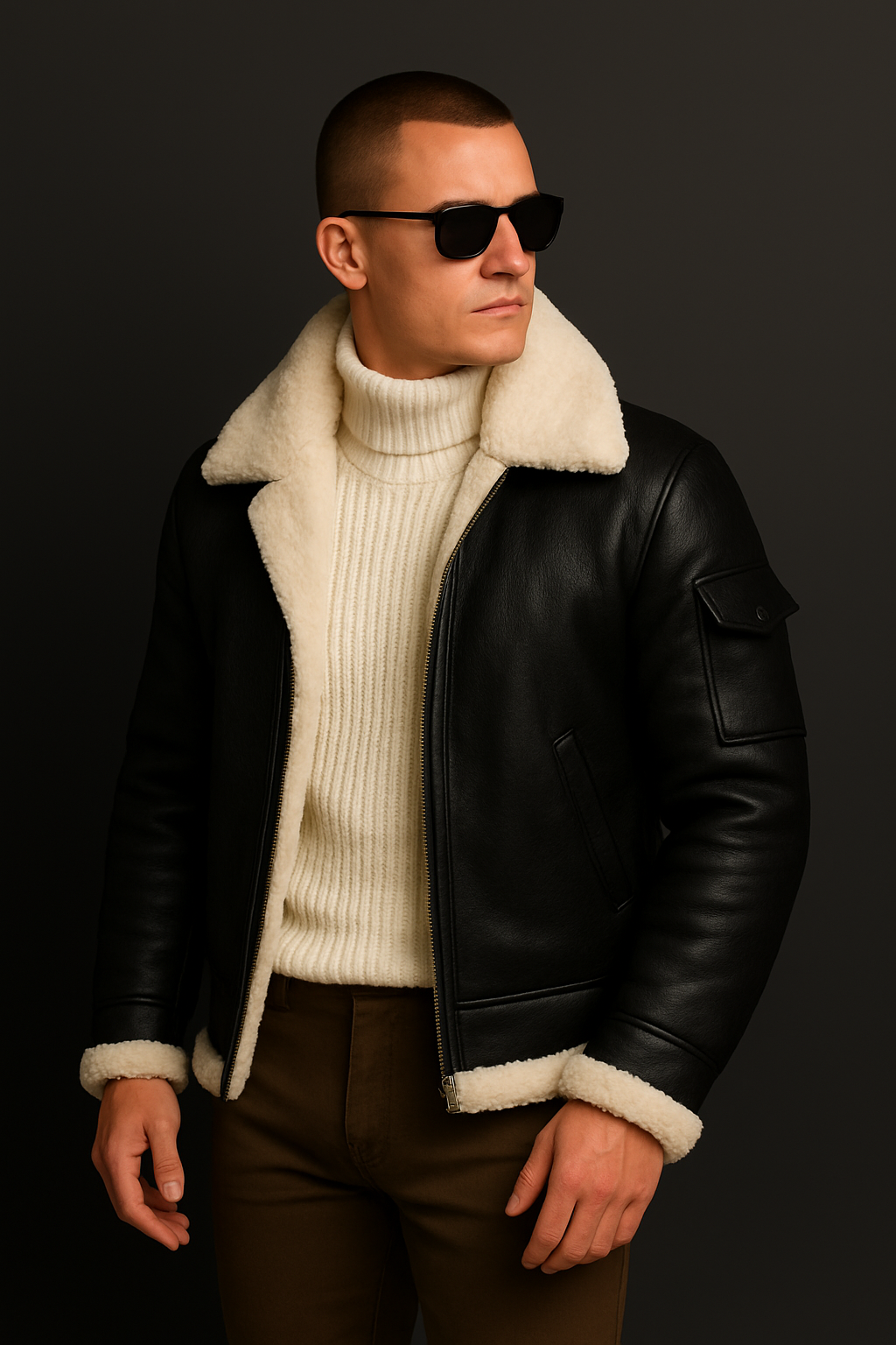 Men's Premium Shearling Aviator Jacket