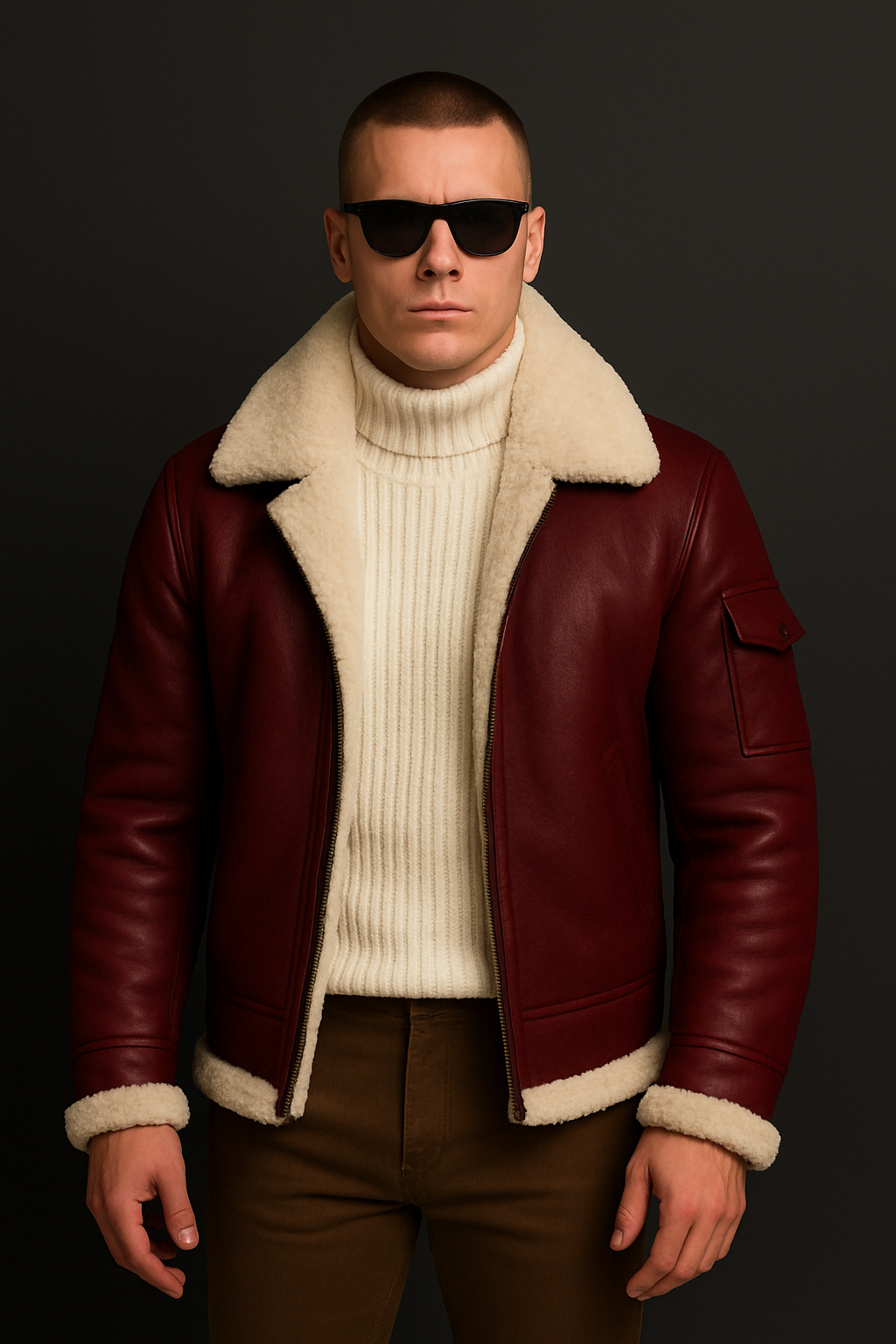 Men's Premium Shearling Aviator Jacket