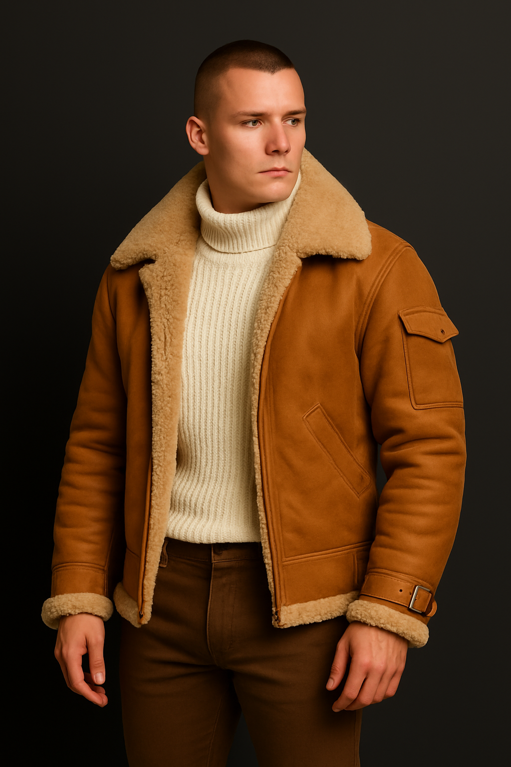 Men's Premium Shearling Aviator Jacket