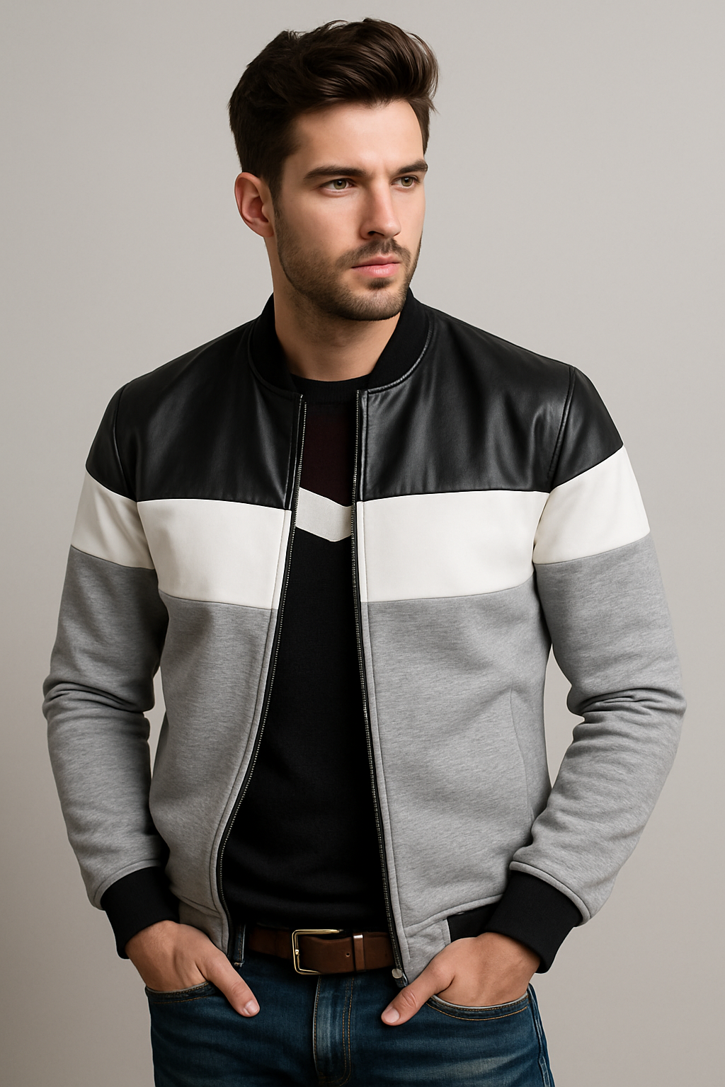 Men’s Color-Block Bomber Jacket – Urban Edge Meets Everyday Comfort