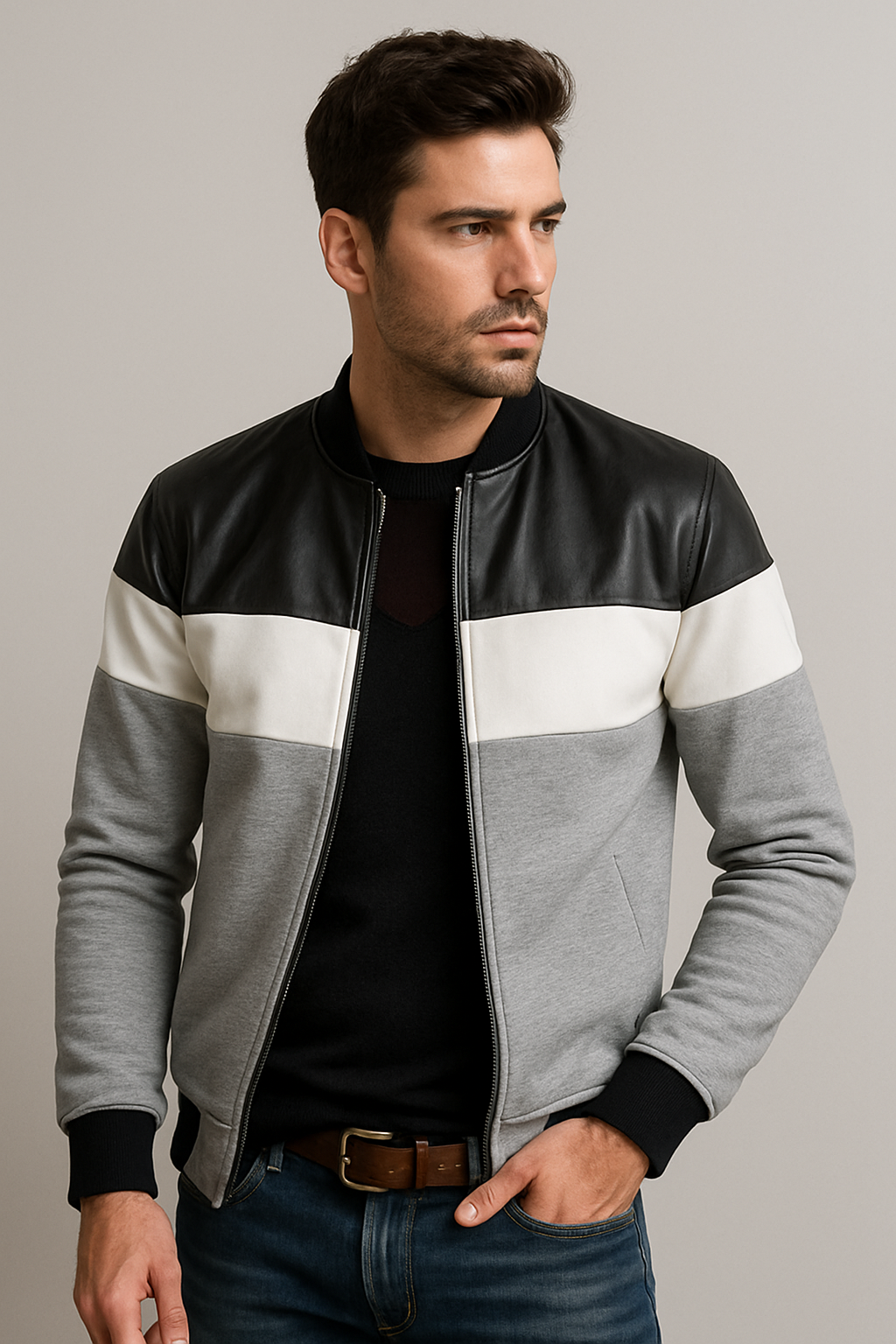 Men’s Color-Block Bomber Jacket – Urban Edge Meets Everyday Comfort