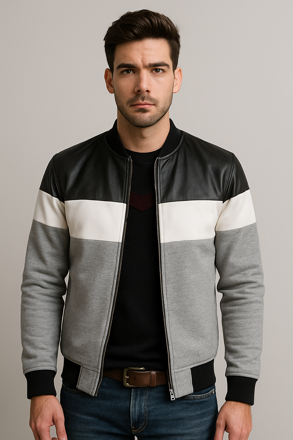 Men’s Color-Block Bomber Jacket – Urban Edge Meets Everyday Comfort
