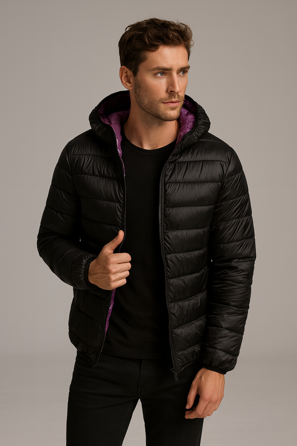 Men's Reversible Puffer Jacket – Lightweight Coat