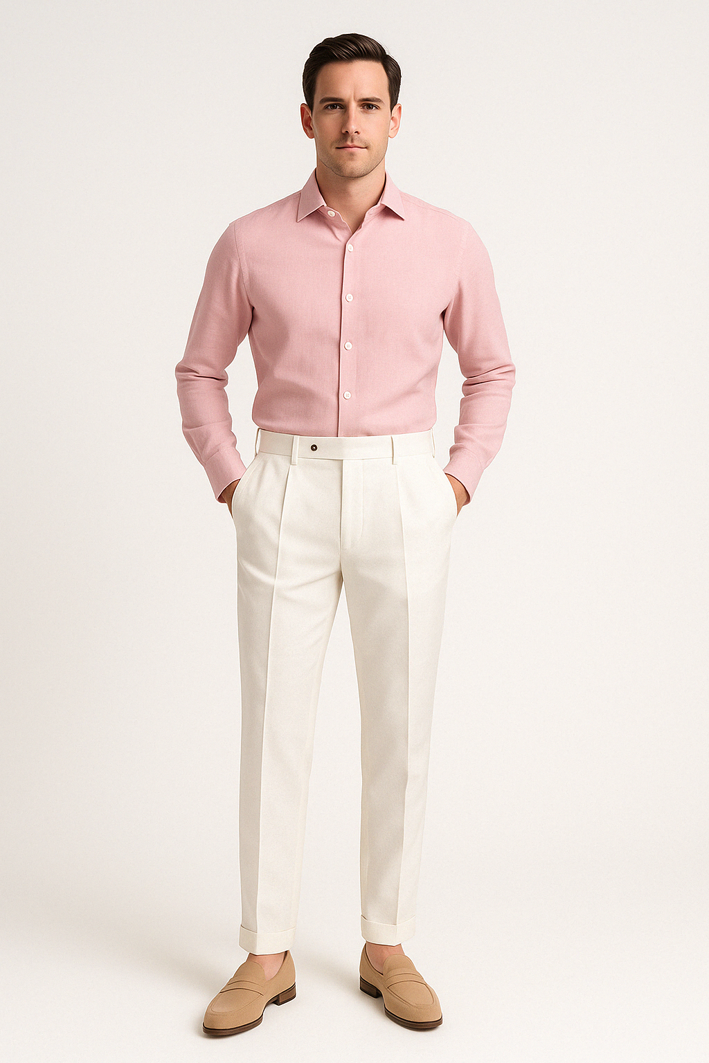 Men’s Linen Trousers – Flat Front Formal Pants with Straight Leg Fit