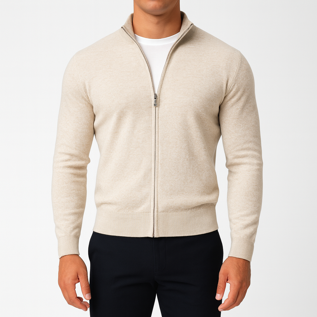 Men’s Knit Zip Vest – Lightweight, Contrast Collar, Versatile Layer