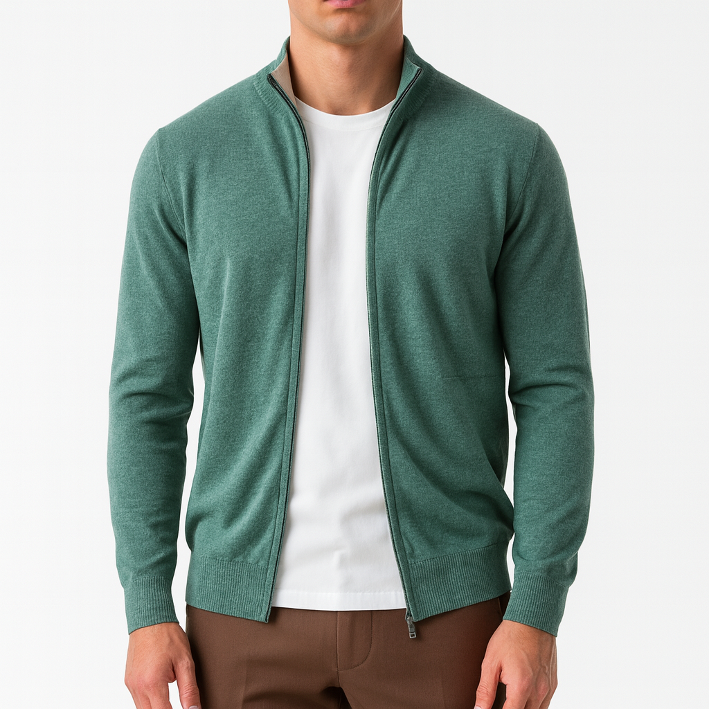 Men’s Knit Zip Vest – Lightweight, Contrast Collar, Versatile Layer