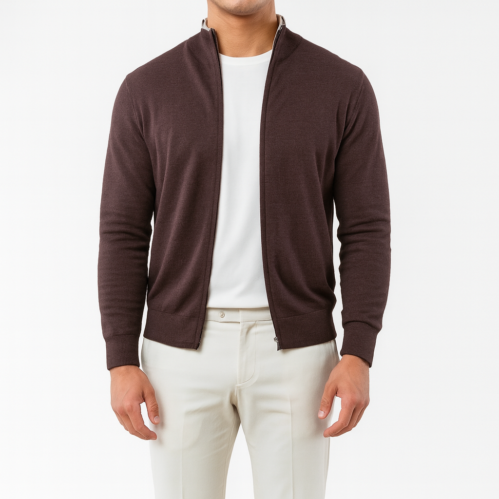 Men’s Knit Zip Vest – Lightweight, Contrast Collar, Versatile Layer