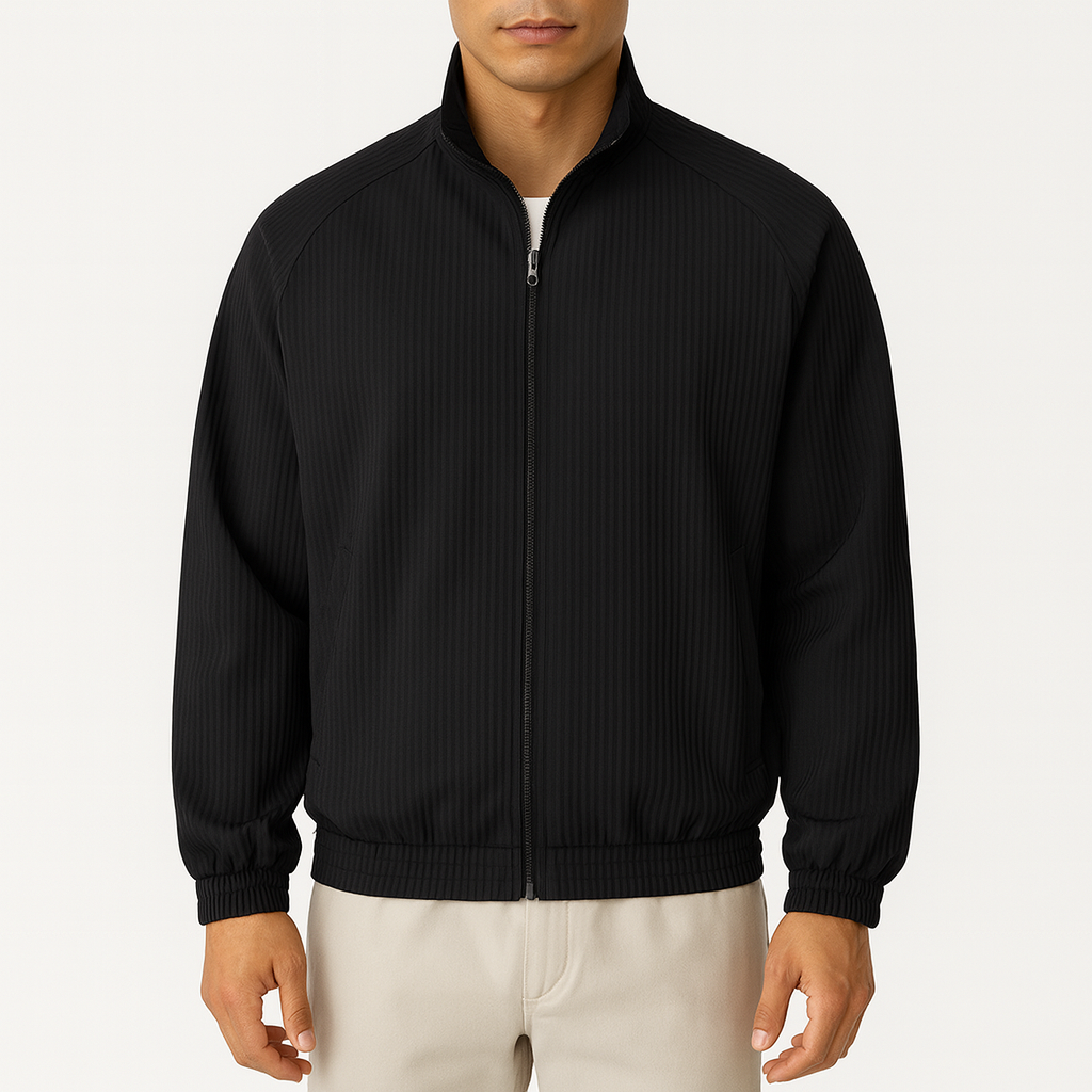 Men’s Ribbed Casual Jacket – Textured Finish, Relaxed Fit, Zip-Up
